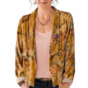 Chaser boho Velvet Floral Blazer Size Large